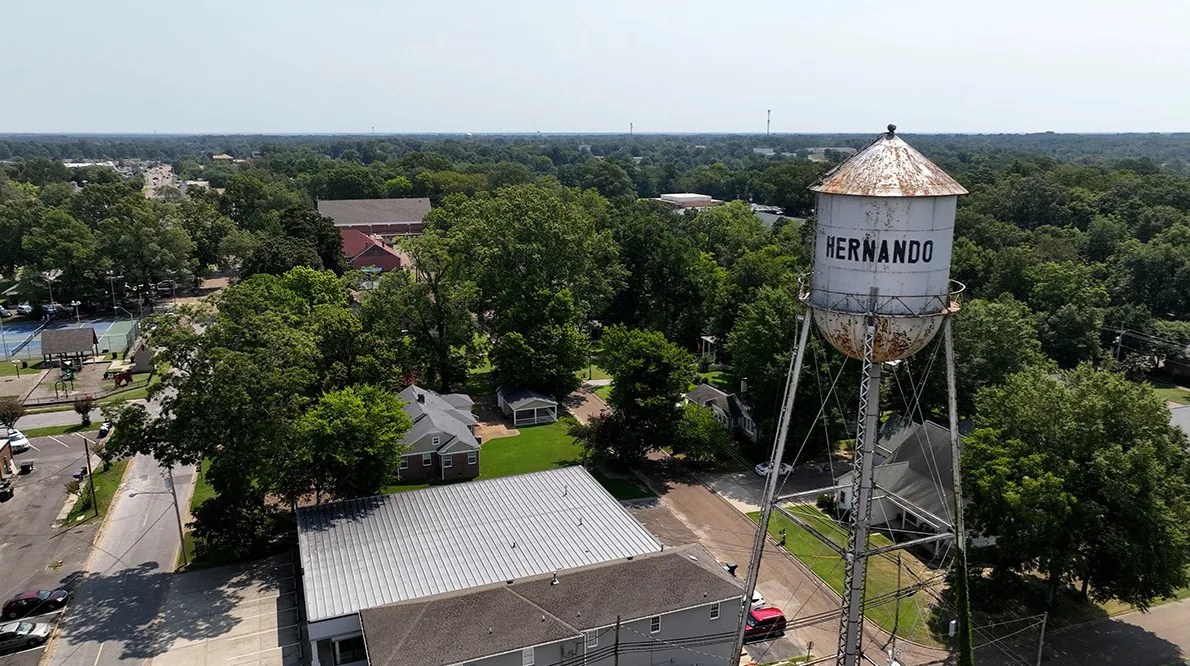 Hernando Mississippi neighborhood and water tower