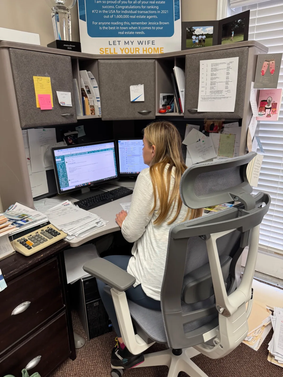 Jessica working at her office