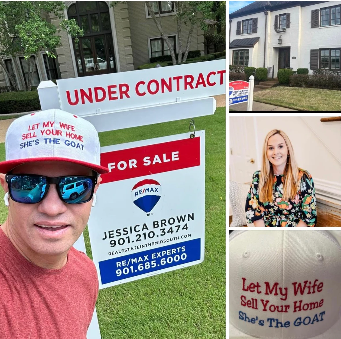 Traynor supporting Jessica Brown real estate with an under-contract RE/MAX Experts sign and Let My Wife Sell Your Home branding
